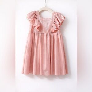 Zara Shimmering Pink Kids Dress with Ruffles